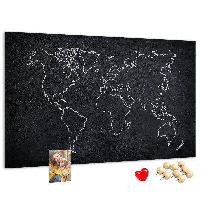 Korková tabuľa Mapa sveta na pozadí tabule