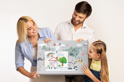 Korková tabuľa Mapa sveta s ilustráciami zvierat.