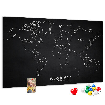 Nástenka Mapa sveta na čiernom pozadí