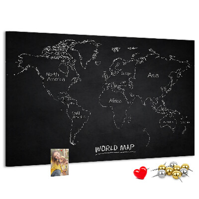 Nástenka Mapa sveta na čiernom pozadí