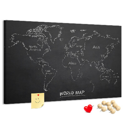 Nástenka Mapa sveta na čiernom pozadí