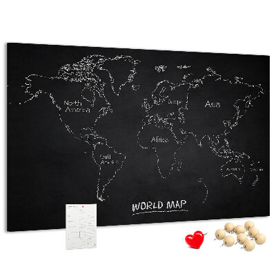 Nástenka Mapa sveta na čiernom pozadí