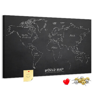Nástenka Mapa sveta na čiernom pozadí