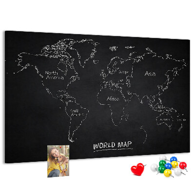 Nástenka Mapa sveta na čiernom pozadí