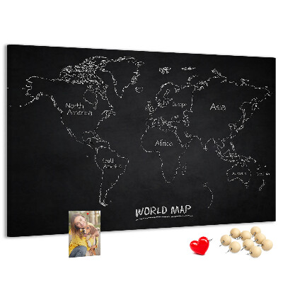 Nástenka Mapa sveta na čiernom pozadí