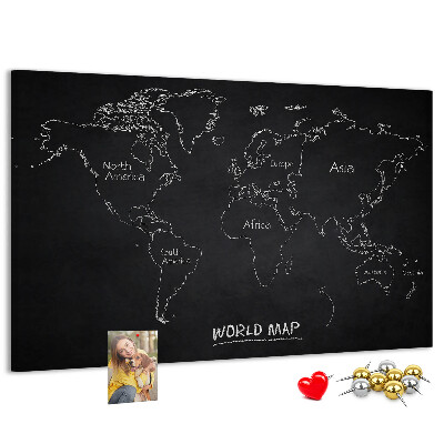 Nástenka Mapa sveta na čiernom pozadí