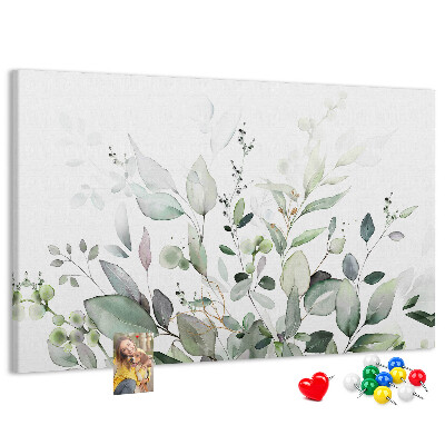 Korková tabuľa Jemné listy v odtieňoch zelenej