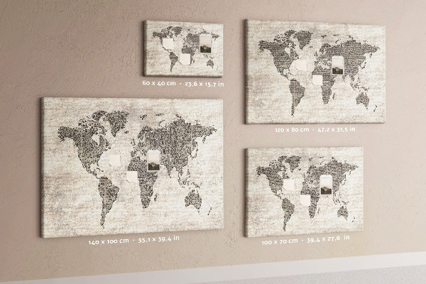 Nástenka Mapa sveta s textúrou novín.