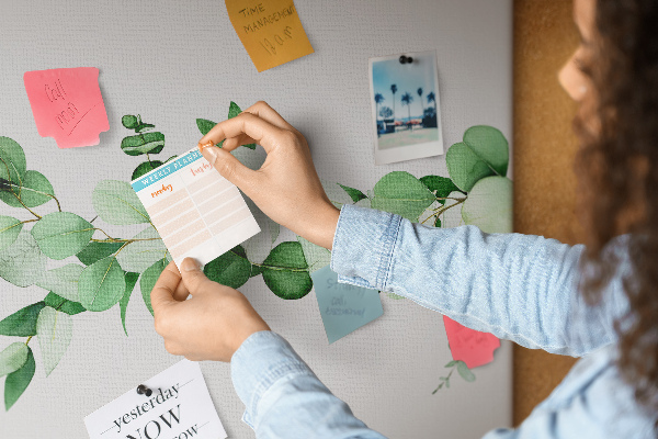 Nástenka Zelené listy na svetlom pozadí