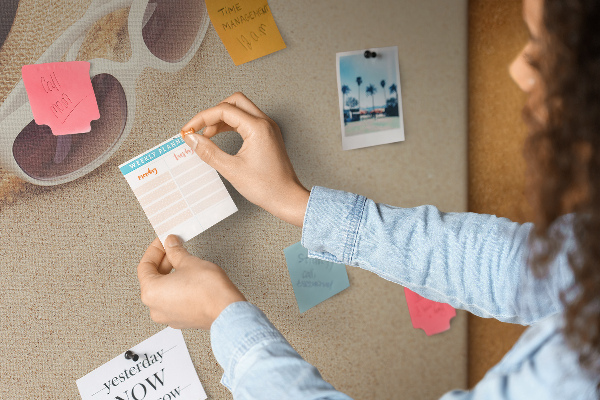 Korková nástenka na stenu Letný relax na pláži so slnečnými okuliarmi.