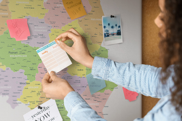 Korková nástenka na stenu Mapa Poľska s administratívnym členením.