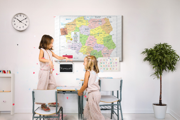 Korková tabuľa Mapa Poľska s farebnými vojvodstvami