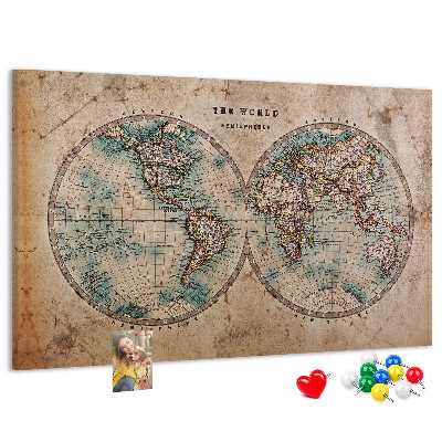 Korková nástenka na stenu Mapa starovekého sveta s farebnými obrysmi