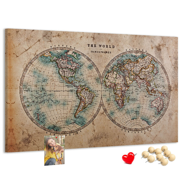 Korková nástenka na stenu Mapa starovekého sveta s farebnými obrysmi