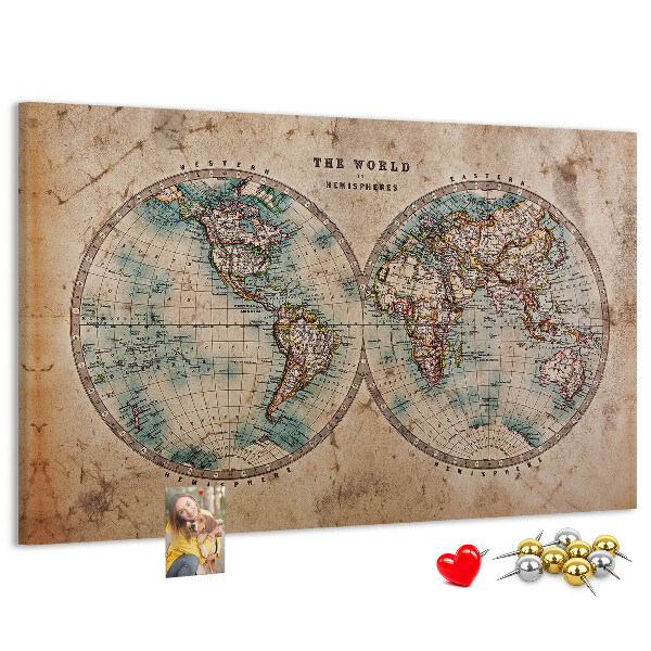 Korková nástenka na stenu Mapa starovekého sveta s farebnými obrysmi