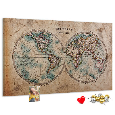 Korková nástenka na stenu Mapa starovekého sveta s farebnými obrysmi