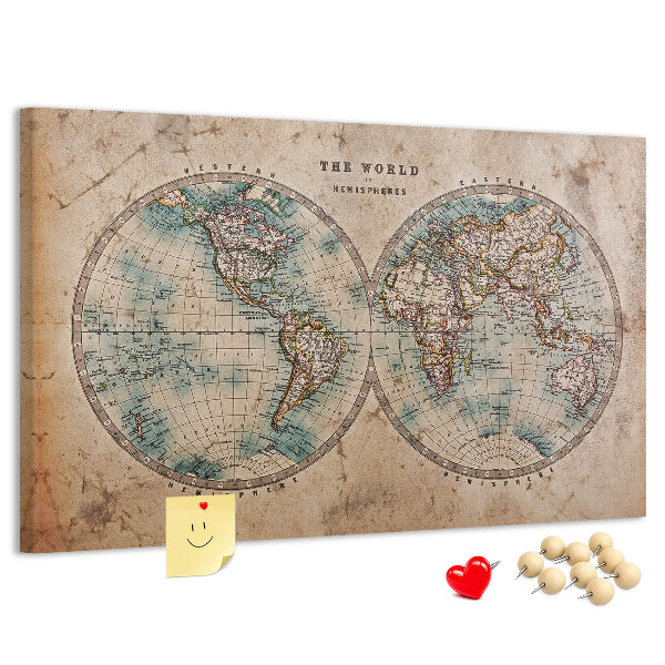 Korková nástenka na stenu Mapa starovekého sveta s farebnými obrysmi