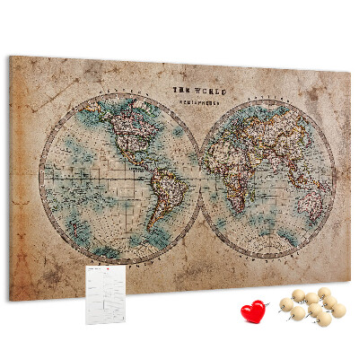 Korková nástenka na stenu Mapa starovekého sveta s farebnými obrysmi