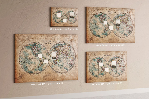 Korková nástenka na stenu Mapa starovekého sveta s farebnými obrysmi