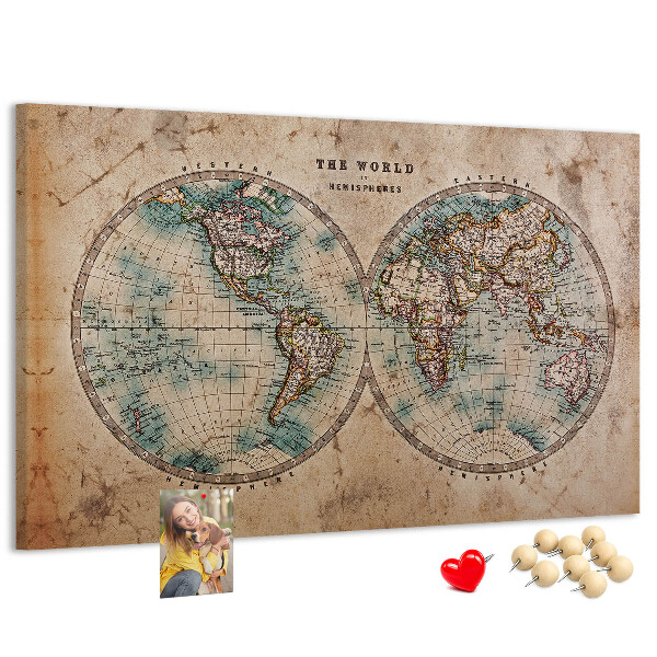 Korková nástenka na stenu Mapa starovekého sveta s farebnými obrysmi