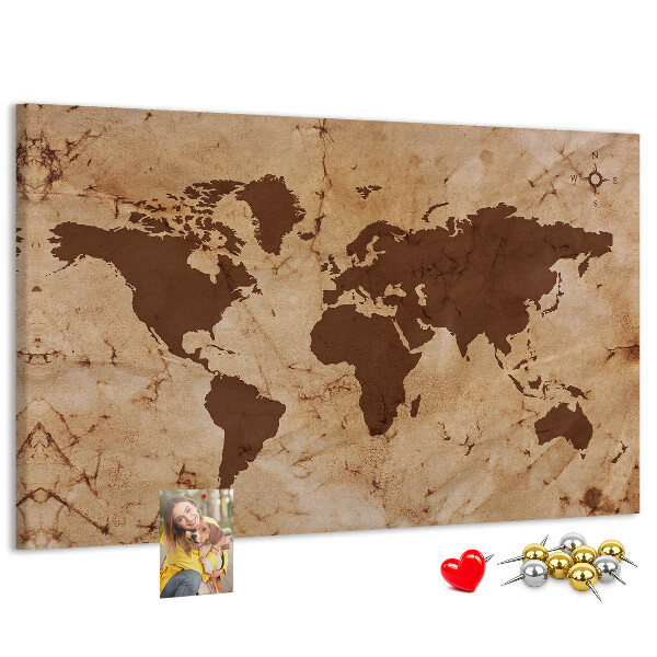 Nástenka Mapa starovekého sveta na hnedom pozadí