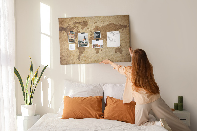 Korková nástenka na stenu Mapa starovekého sveta na bronzovom pozadí
