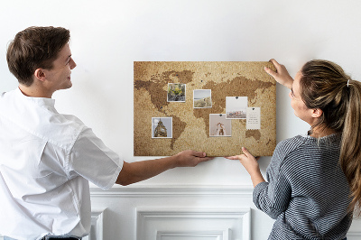 Korková nástenka na stenu Mapa starovekého sveta na bronzovom pozadí