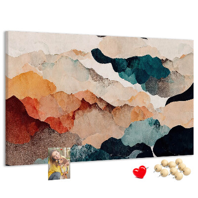 Korková nástenka na stenu Abstraktné oblaky v tlmených farbách