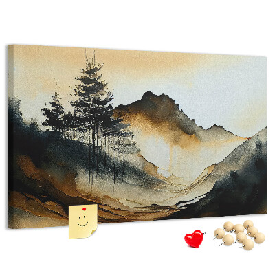 Korková tabuľa Malebná horská krajina so stromami