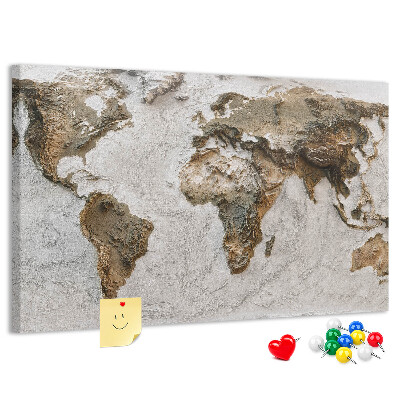 Nástenka Mapa sveta v odtieňoch hnedej.