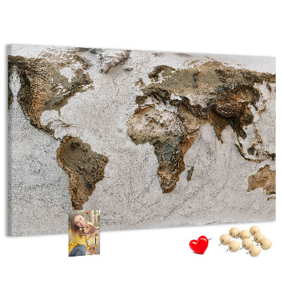 Nástenka Mapa sveta v odtieňoch hnedej.
