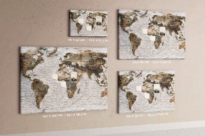 Nástenka Mapa sveta v odtieňoch hnedej.