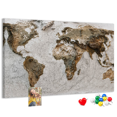 Nástenka Mapa sveta v odtieňoch hnedej.