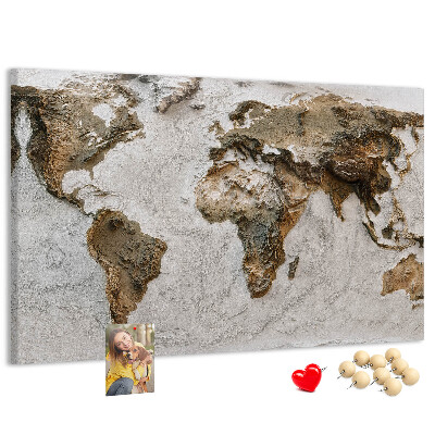 Nástenka Mapa sveta v odtieňoch hnedej.