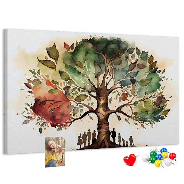 Korková nástenka na stenu Strom života s ľuďmi v tieni