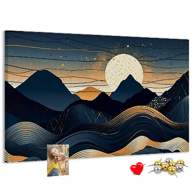 Korková tabuľa Horská krajina v nočnom svetle.