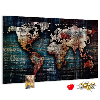 Nástenka Štylizovaná mapa sveta v zemitých farbách.