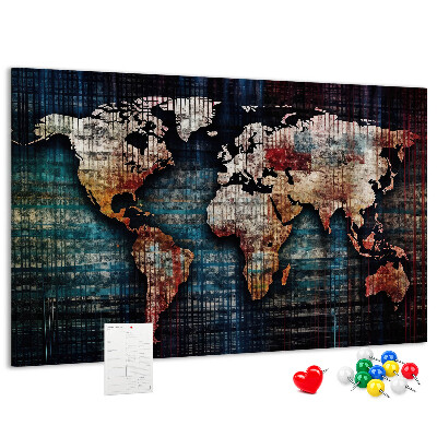 Nástenka Štylizovaná mapa sveta v zemitých farbách.