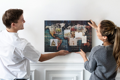 Nástenka Štylizovaná mapa sveta v zemitých farbách.