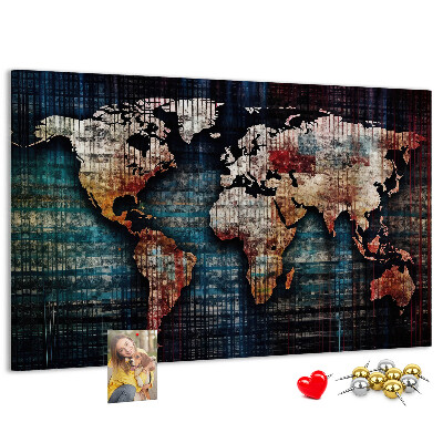 Nástenka Štylizovaná mapa sveta v zemitých farbách.