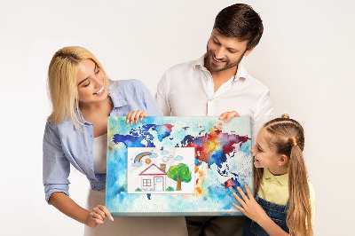 Korková tabuľa Farebná akvarelová mapa sveta