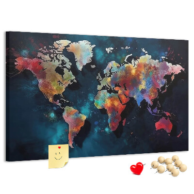 Nástenka Farebná mapa sveta na tmavom pozadí