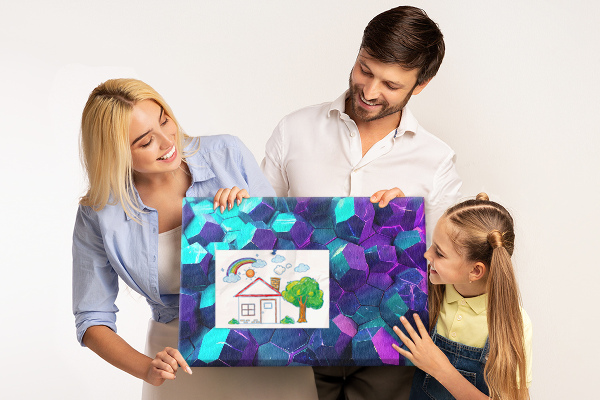 Korková tabuľa Geometrické štruktúry v odtieňoch fialovej.