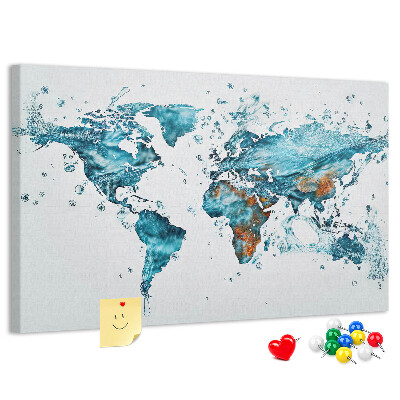 Korková nástenka na stenu Akvarelová mapa sveta.