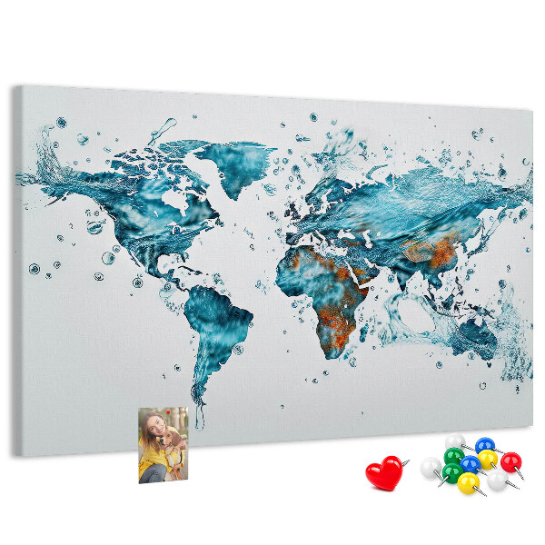 Korková nástenka na stenu Akvarelová mapa sveta.