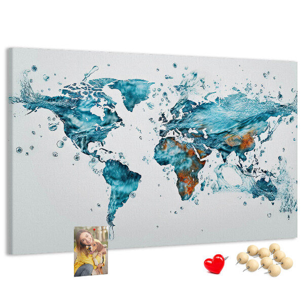 Korková nástenka na stenu Akvarelová mapa sveta.