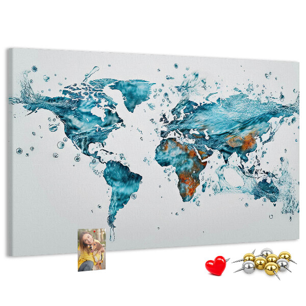 Korková nástenka na stenu Akvarelová mapa sveta.