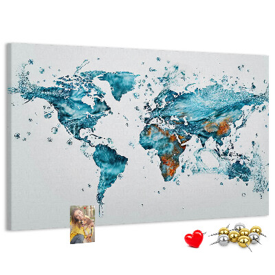 Korková nástenka na stenu Akvarelová mapa sveta.