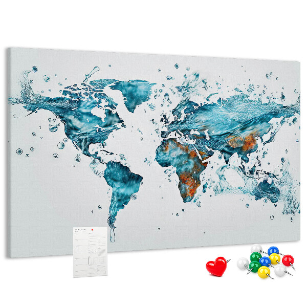 Korková nástenka na stenu Akvarelová mapa sveta.