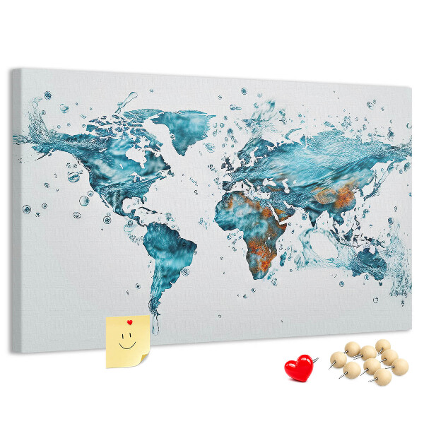 Korková nástenka na stenu Akvarelová mapa sveta.